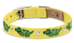 Embroidered Green Alligator with Crystals Collars